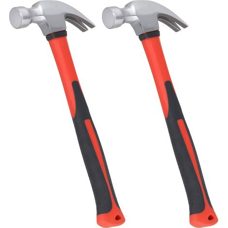 Marteau arrache-charpentier 28 cm 226,8 g Manche rouge Lot de 2 pièces pour menuiserie et usage domestique (1/5)