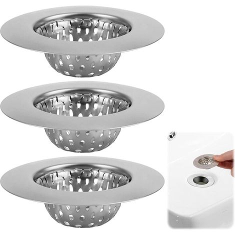 3 Pièces Attrape Cheveux Douche, Filtre Cheveux Douche, Tamis D'évier en Acier Inoxydable, Grilles pour Bonde De Baignoire, Diamètre Extérieur 5,5 cm, Diamètre Intérieur 3,3 cm, Profondeur 1,5 cm (1/5)
