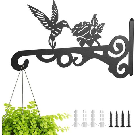 Support de panier suspendu noir de 25,4 cm, supports muraux pour paniers suspendus d'extérieur, crochets pour plantes, mangeoires à oiseaux, lanternes (1/5)