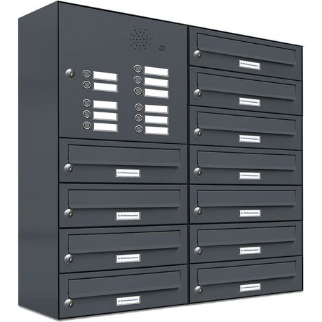 11er Briefkasten Anlage Aufputz - Wandmontage RAL 7016 Anthrazit Klingel (1/5)