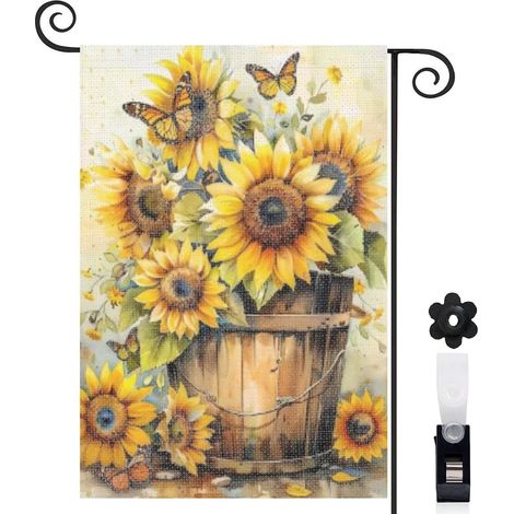 Drapeau de jardin extérieur décoration pour maison de campagne toile durable double face 30 x 45 cm pour porche et cour (1/5)