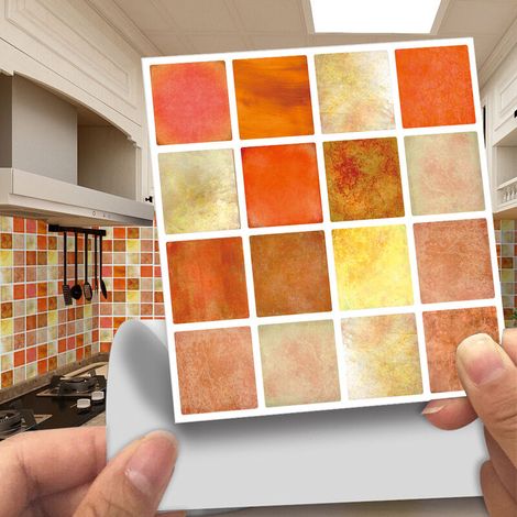 Autocollant en Tuile pour Salle de Bain et Cuisine, 30 Pièces Stickers Carrelage Autocollant Mural Imperméable, Stickerscarrelage Adhésifs pour Les Carreaux de Murs Décor de Taille 10x10cm(Msc060) (1/4)