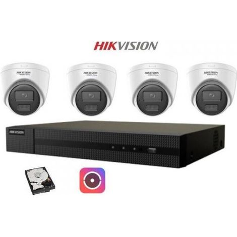 Kit videosorveglianza IP Hikvision Nvr POE 4 Canali 4 telecamere dome 2mpx 500GB