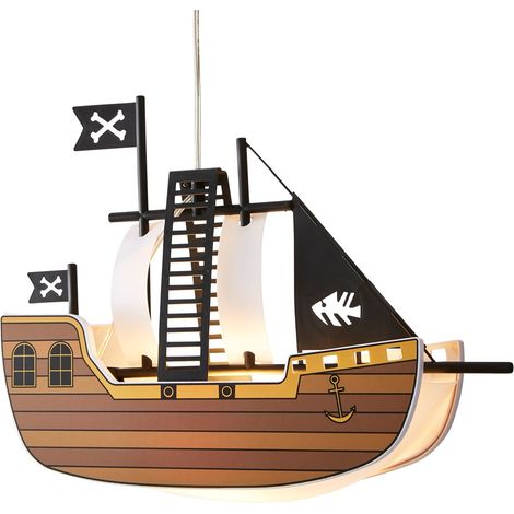 Litecraft Glow Pirate Ship Ceiling Pendant Children's Lighting - Brown, Black (1/5)