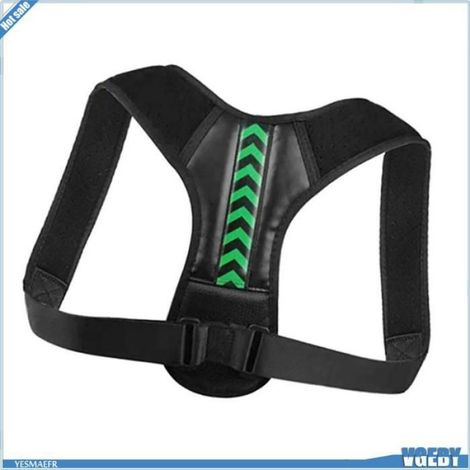 Ashata Correcteur de posture Adjustable Posture Corrector Back Support Brace For Comfortable parapharmacie orthese Noir Vert XL (1/5)