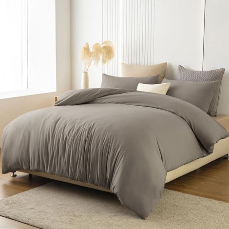 Bettwäsche 180x200 Mikrofaser 180 x 200cm + 2x 80 x 80cm 02 - Taupe (1/5)
