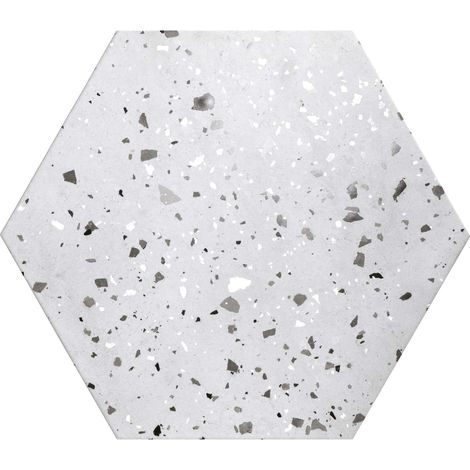 Carrelage sol Hexagonal Terrazzo Bolzano gris 56x48,5 cm - Réflex Boutique (1/3)