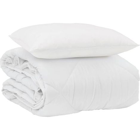 Ensemble couette et oreiller d'été en duvet, 2 pièces, microfibre blanche. (1/5)