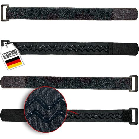 4x bande toison et crochet 30cm avec arrêt de glissement et boucle, noir, 30mm de largeur, idéal pour vélo ou ski, Sangle auto-agrippante, attache-câble réutilisable anti-slip KSS3004 (1/5)