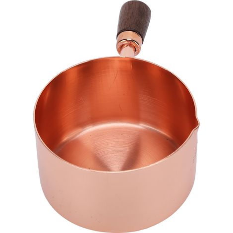 Casserole en acier inoxydable rose doré avec poignée en bois, idéale pour la cuisine (1 tasse). (1/5)