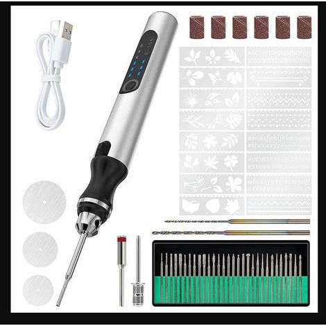 Rédaction : Stylo graveur électrique multifonction E108 Kit 1, outil rotatif sans fil à vitesse variable pour bricolage, gravure sur bijoux, métal, verre et coquille d'œuf