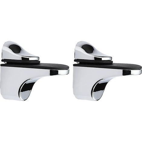 2Pcs Pince à Verre Support de Tablette en Verre Réglables Pince à Verre en Alliage de Zinc Supports d'Étagère en Verre Fixation Murale pour Verre d'Épaisseur 3-21 mm Planche Bois(argent) (1/5)