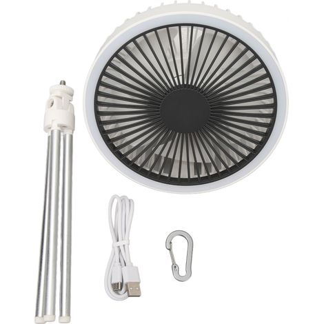 Ventilateur de bureau USB rechargeable avec éclairage et minuterie, ventilateur de table réglable, trépied inclus, volume ajustable (1/5)