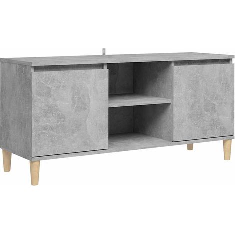 vidaXL Mueble de TV patas madera maciza gris hormigón 103,5x35x50 cm (1/2)