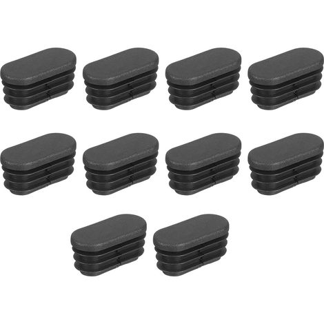 Bouchon Pied Chaise Table Meubles Embout Capuchon Insert tubulaire Protection Ovale Plastique 20mm x 40mm Noir 10Pcs (1/5)