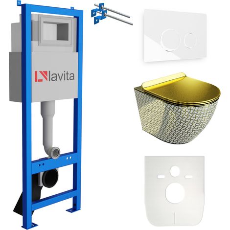 LAVITA WC Set mit Vorwandelement, Wand-WC und Spülknopf (1/5)