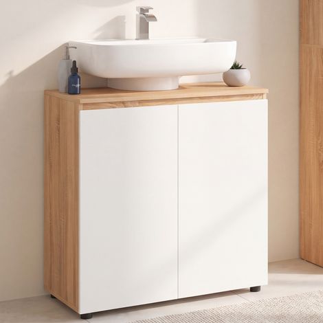 Mueble de baño TOMI en haya y blanco