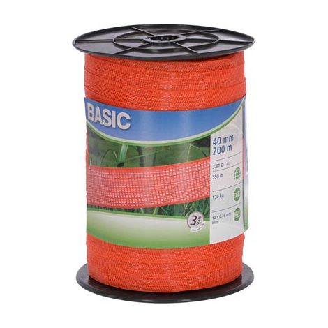 Corral Fencing tape Basic 200 m, 40 mm, orange, 12 x 0,16 Niro