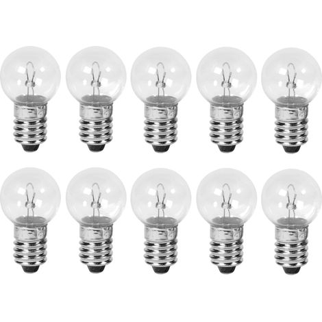 10x AMPOULE VELO 6V 14V 0.6W 2.4W 6W 7W E10 A VISSER FEU DYNAMO ARRIERE ECLAIRAGE SOLEX MOBYLETTE VINTAGE MAISON LAMPE CHANDELIER MINIATURE EDISON (6V 6W) (1/3)