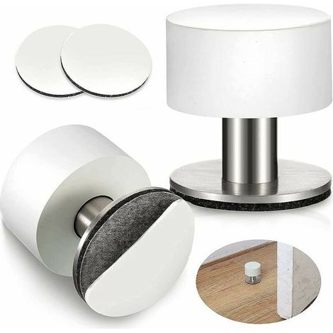 Butoir De Porte - Acier Inoxydable 304 - Hauteur 40 mm - Pour Mur Ou Sol - Avec Adhésif 3M Et Vis D'Installation - Lot De 2 (1/5)