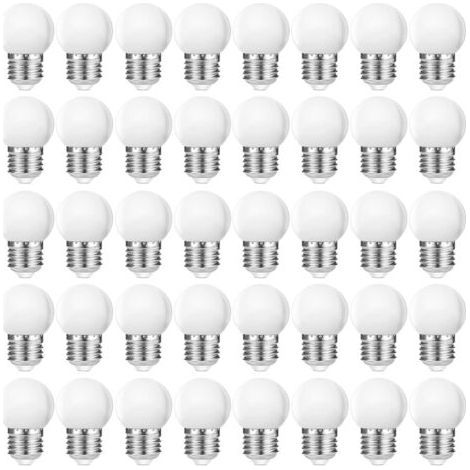 LED-Glühbirnen E27 G45, warmweiß (2700 K), 3 W, matte Kunststoffabdeckung, Lichterketten, E27 für Innen und Außen, nicht dimmbar, 40 Stück [Energieklasse] (1/5)