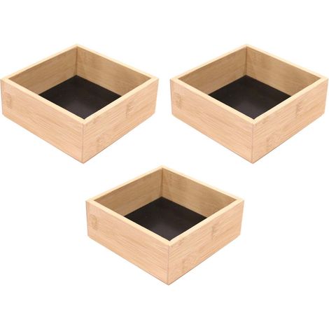Rangement en bois pour tiroir fond noir (Lot de 3) (1/4)