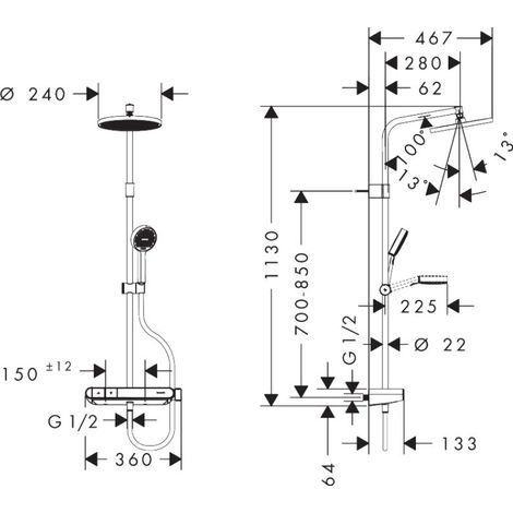 Hansgrohe 28638670 Showerpipe Activera S 240 1jet