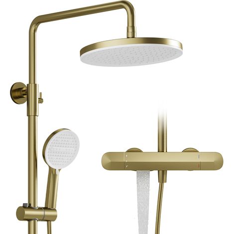 Colonne de Douche Or Brossé avec Tête de Douche 280 mm (1/5)