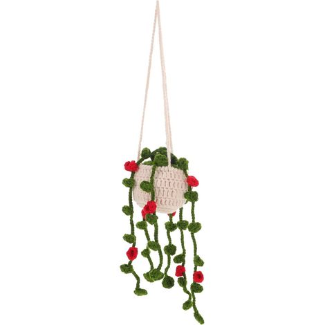 Pendentif pour Voiture en Peluche, Fleur et Panier Blanc Rouge - MMCD-ZGL-05196 (1/5)