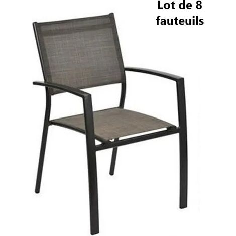 [JAMAIS UTILISE] Lot de 8 Chaises Fauteuils de Jardin OOGARDEN Antalya avec Accoudoirs en Aluminium - KTE-00981 (1/5)