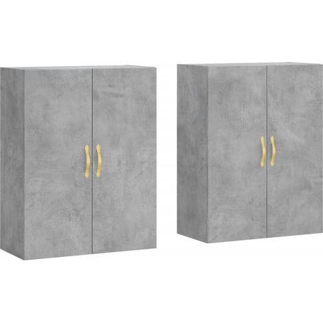 2 pcs Buffet，Bahut， Armoires murales gris béton 69,5x34x90 cm CFW47229 (1/5)