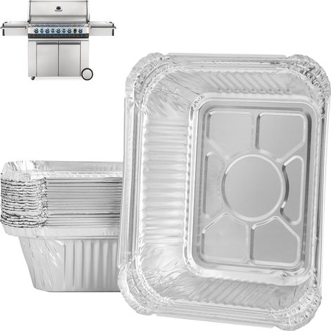 Lot de 20 Doublures Bac à Graisse, Aluminium Jetable, Pour Barbecue Napoleon Prestige Rogue Mirage (1/5)