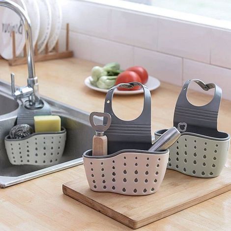 3 Pcs Supports d'Éponge Pour Évier De Cuisine à Suspendre, Éponge à Savon Égouttoir Panier Suspendu, Panier de Rangement (1/5)