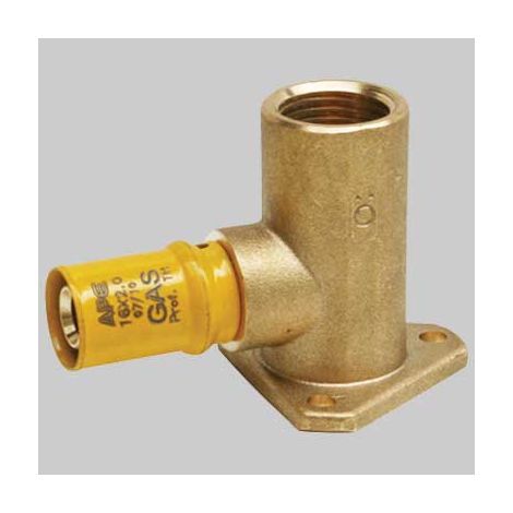 RACCORDO A PRESSARE CURVO FEMMINA CON FLANGIA PER GAS  16 x 1/2     APE RACCORDERIE