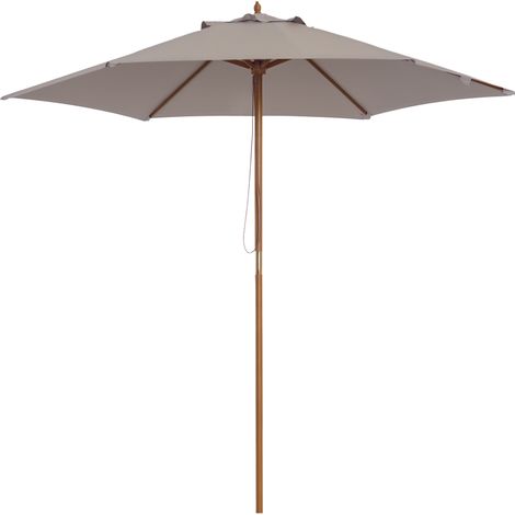 Gerader Sonnenschirm, großer runder Gartenschirm, Ø 2,5 x 2,3 m (Höhe), graues Bambusholz