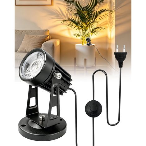 5W Applique Murale Interieur avec Interrupteur et Prise Lot de 1 Spots LED d Intérieur pour Plantes et Tableaux 3000K pour Éclairage d 240V 5 W (1/4)
