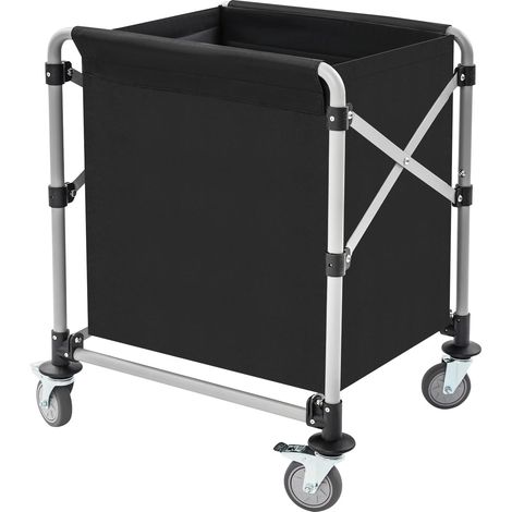 Chariot à linge pliable à roulettes, capacité 100 kg, Panier à linge commercial avec cadre pliable en acier et tissu Oxford, Pour appartements, maisons, blanchisseries, noir (1/5)