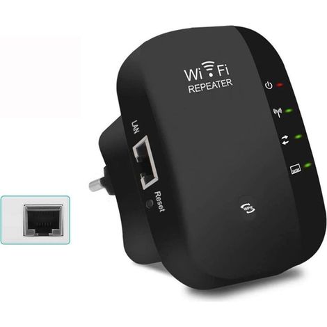Répéteur WiFi 300 Mbit/s Amplificateur de signal jusqu'à 100 m Mode AP et WPS Installation facile avec prise murale (1/5)