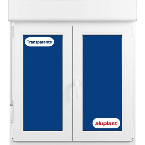 Ventana PVC Reforzado 1200x1155 2 Hojas Blanca Oscilobatiente Transparente Persiana (1/2)