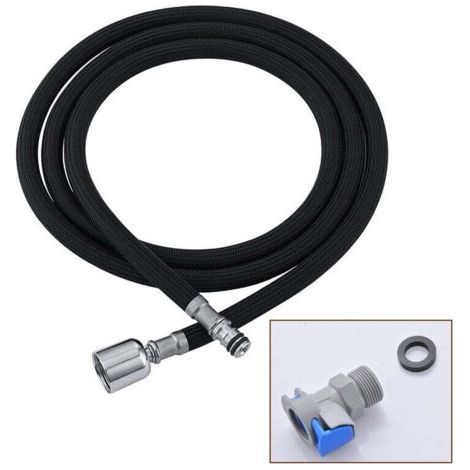 Tubo flessibile di ricambio nero per rubinetti da cucina M15 x 1 mm x G1/2, tubo estensibile per rubinetti da lavello con raccordo rapido, tubo in nylon da 150 cm con anello nero MUMU (1/4)