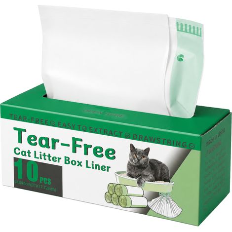 Skylos Cat Litter Bags XL Drawstring Heavy Duty 30 Pack 3 Rolls Easy Seal HDPE (1/5)