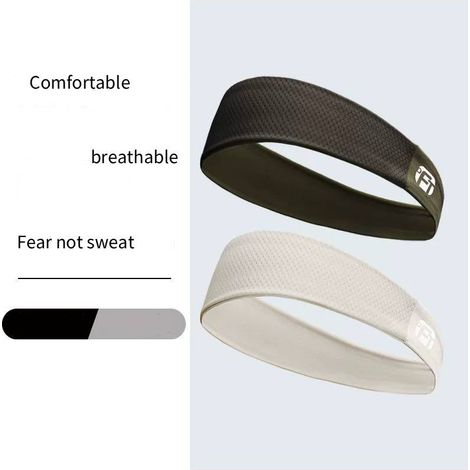 2 Diademas - Diadema deportiva para yoga y tenis - Diadema elástica - Diadema para correr - Diadema transpirable para yoga (Verde + Beige) (1/2)