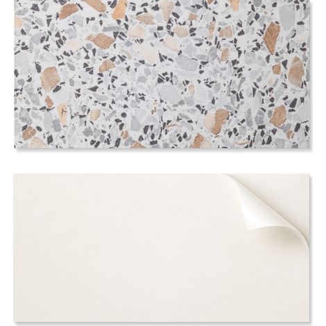 Panel de vinilo autoadhesivo estampado para ba帽o, 100x50 cm, dise帽o con inserciones de piedra.