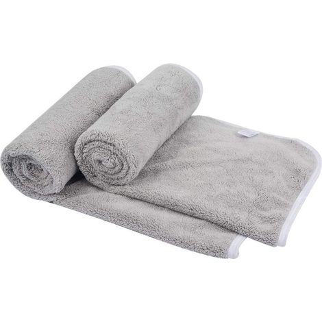 Essuie Main Microfibre Serviettes à Main 35x75cm, Lot de 2, Gris Clair (1/4)