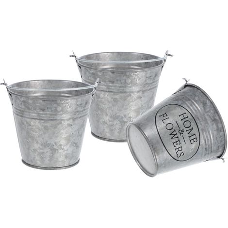 3 Stück aus Zinn mit Henkel Vintage Blumentöpfe für (1/5)