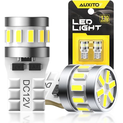 T10 W5W LED 6500K Blanc Brillant – Ampoules LED W5W 168 2825 194 pour Plafonnier, Portières, Liseuse, Coffre, Éclairage Extérieur de Plaque d'Immatriculation – Lot de 2 (1/5)