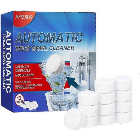 Pastilles nettoyantes pour toilettes, boîte de 12, effervescentes, désodorisantes et détachantes à l'extrait de menthe poivrée (1/4)