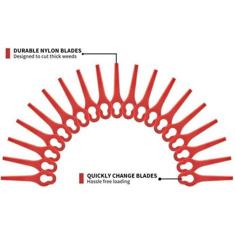 Lot de 50 Lames compatible pour Ferrex Aldi Far 20-i Coupe Bordure, lames de rechange pour Coupe Bordure sans fil Ferrex L95（13×8mm-rouge）