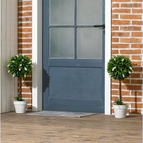 Lot de 2 lavandes artificielles en pot 60 cm blanches en plastique (1/5)