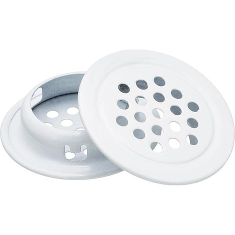 29mm (1-1/8") Circular Soffite Grille, 20pcs Stainless Steel Round Hole Mesh Ventilation Grills for Kitchen Bathroom Cabinet, White (1/5)